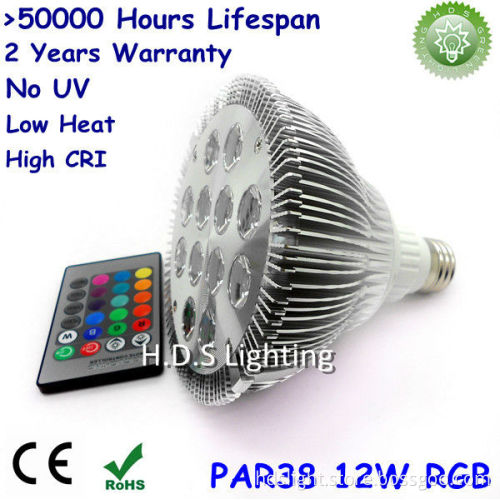 Aluminum Heat Sink LED Spotlight PAR38 12W RGB